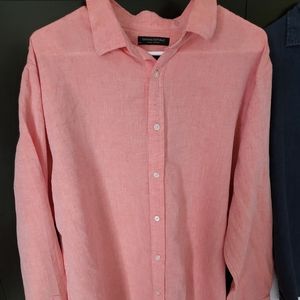 Men's banna Republic linen cotton button up shirt